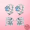 High Quality 925 Sterling Silver Blue Animal Footprint Hoop Earrings for Women Silver Earring Fashion Jewelry Making