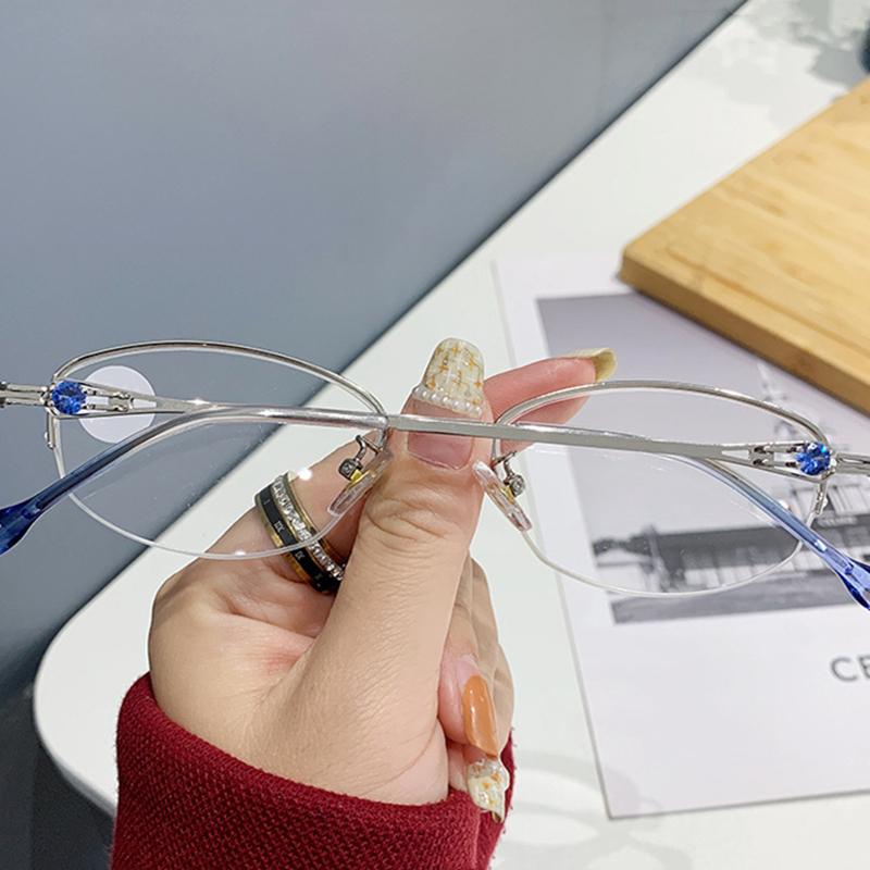 Очки для чтения в полурамке, модные женские очки для пресбиопии, очки с защитой от синего света, диоптрии от +1,0 до +4,0