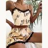 Sexy Floral Pajama Set Women's 2 Pieces Sleepwear Pyjamas Silk Satin Cami Top and Shorts Pajamas Summer Pajamas Set for Women