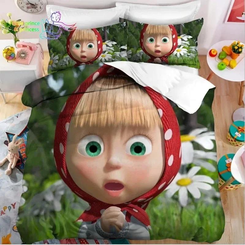 Комплект постельного белья с рисунком аниме-медведя 3D, пододеяльник, одеяло, комплект постельного белья, наволочка, размер King Queen Twin для мальчиков и девочек для взрослых