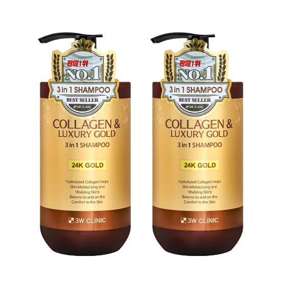 3w Clinic Коллаген и Роскошное Золото Комплексный Уход (Шампунь, Гель для душа, Лосьон для тела, Эссенция для волос, Мист для волос, Ампула для волос) (20 вариантов)