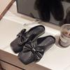 Shoes for Women Sexy with Bow Flat Woman Mules Slippers Silver Sandals Waterproof Small Size Chic and Elegant Non Slip 39 Slides