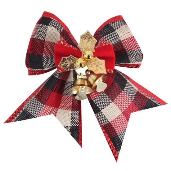 Рождественский бант-подвеска с колокольчиками, звонкий цветной бант из ленты, подвесное украшение на елку, подарок ручной работы, веселое рождественское украшение для дома