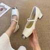 G360-6 Square Head Shallow Mouth Mary Jane Shoes 2025 Autumn Korean Version New Metal Head Soft Leather Small Fragrant Single Shoes Women