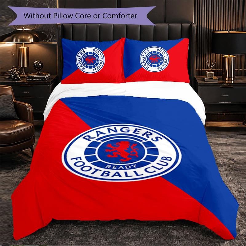 Rangers FC Themed Bedding 3Pcs Duvet Cover Set Decorative Bed Linen For Teen Room Home Decoration
