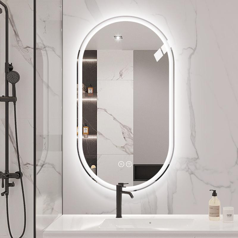 60*90cm Frameless Oval Wall-Mounted Smart Mirror, Anti-Fog Touch Screen Bathroom Mirror
