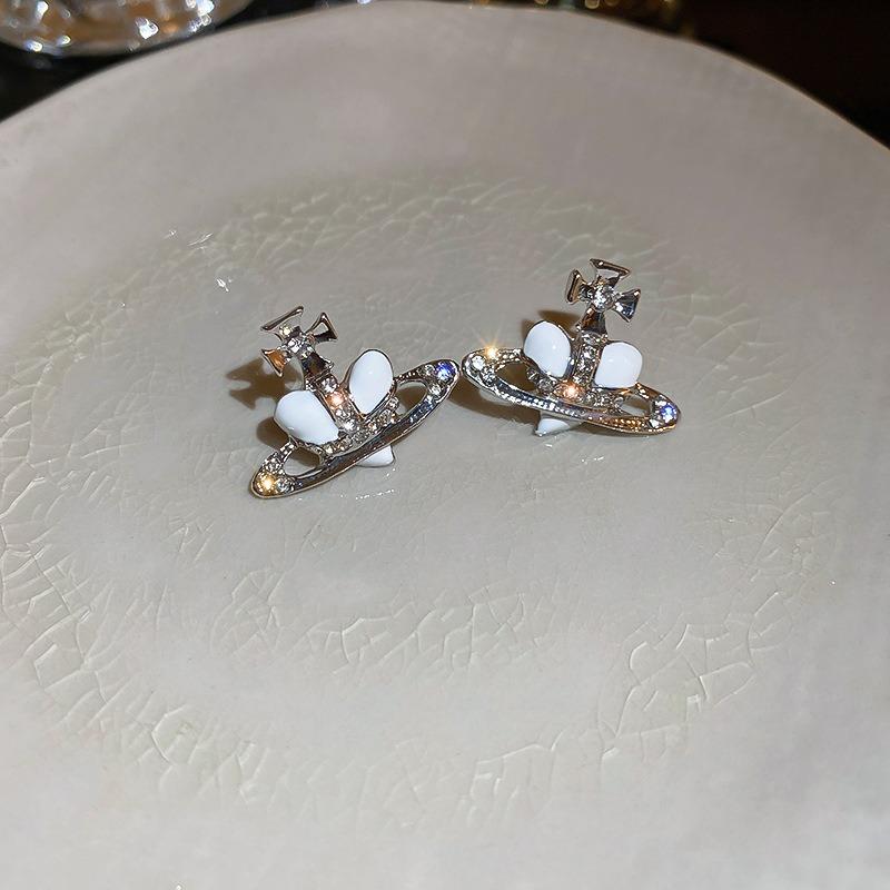 Модные серьги Сатурн в форме сердца с маслом и цирконием, милые женские легкие роскошные вечерние ювелирные аксессуары, подарки