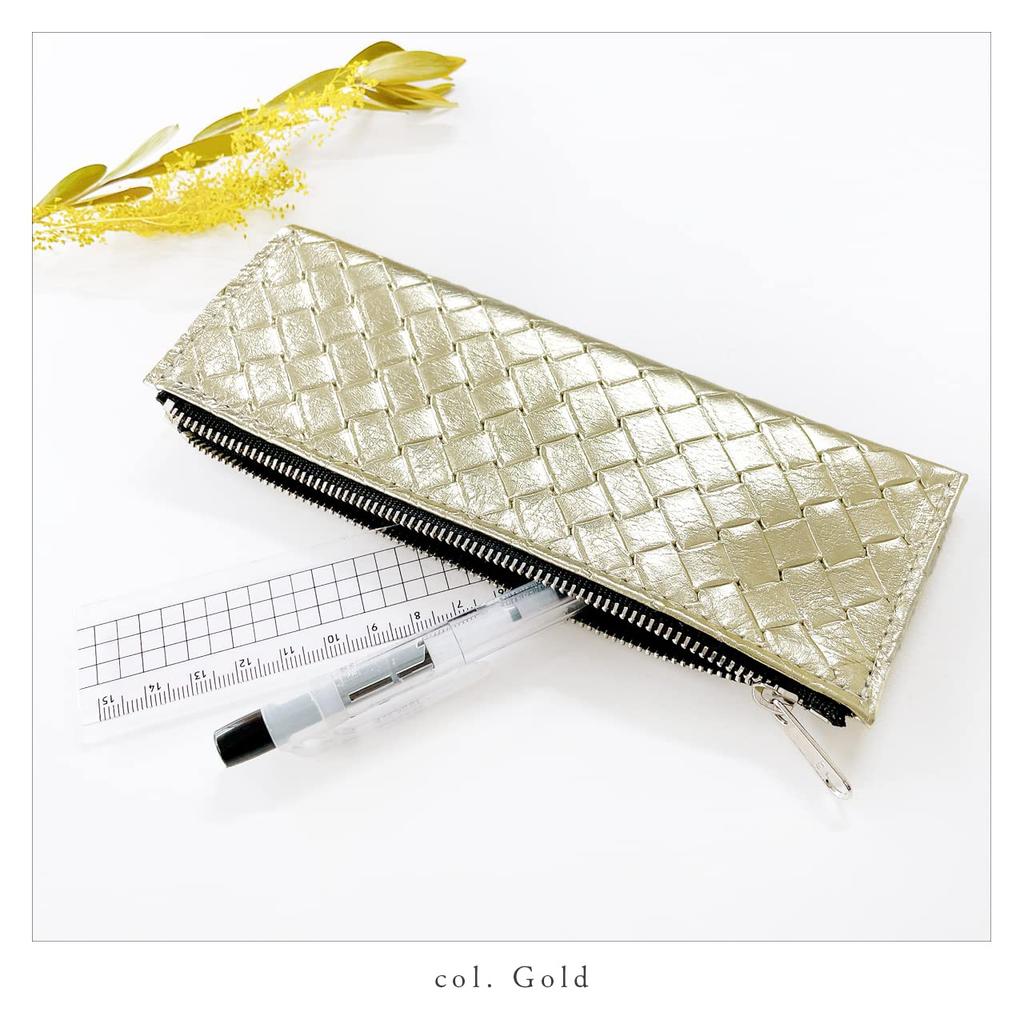 Genuine Leather Metallic Braided Pencil Pencil Leather Pen Writing Pencil Luxurious Cowhide Leather Case, Case, Pouch, Simple, Compact, Slim,