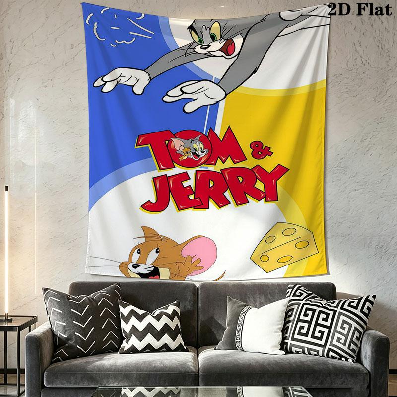 Tom and Jerry A Wall Hanging Printed Fabric Blanket Decorative Tapestries for Bedroom Living Room Home Decor