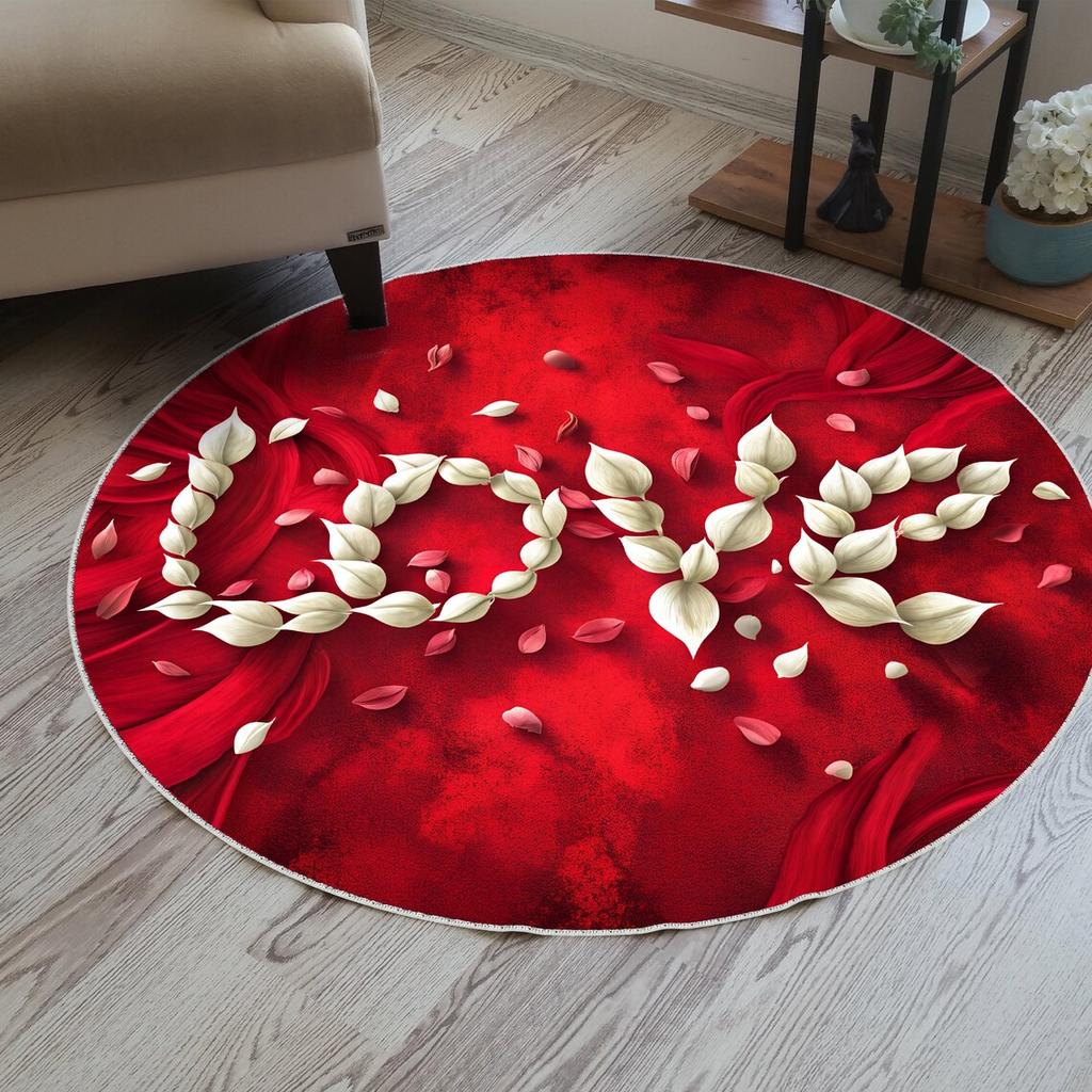 День святого Валентина Ковер круглый из лепестков роз Визуальный стереоскопический ковер с узором роз и любви Ковер для гостиной и спальни