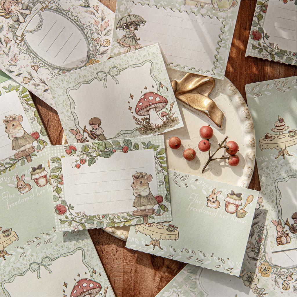 JIAMEI 10sheets Tea Party Series Retro Hot Stamping Tearable Message Notes Retro Handbook Decoration DIY Scrapbooking Material