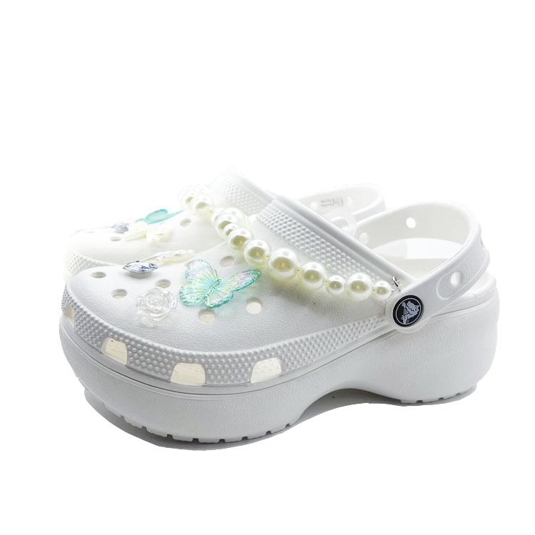 Crocs Classic Platform Clog Delos Butterfly Wings Beach Travel Versatile Fashion Trend EVA Hole Shoes Unisex Green