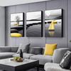 Modern Landscape Poster Black Yellow Stone Boat Deer Wall Art Canvas Painting Nordic Print Wall Pictures Living Room Decoration