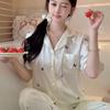 Summer High-End Ice Silk Pajamas Women'S Sweet Wind Butterfly Printing High-End Short-Sleeved Trousers Loungewear