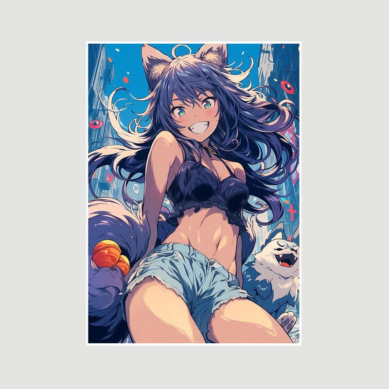 Домашний декор Картина Милая маленькая Лоли Аниме Девушка Плакат Милая Лолита Манга Фигурка Белые бумажные постеры и принты Бар Спальня Украшения Фреска