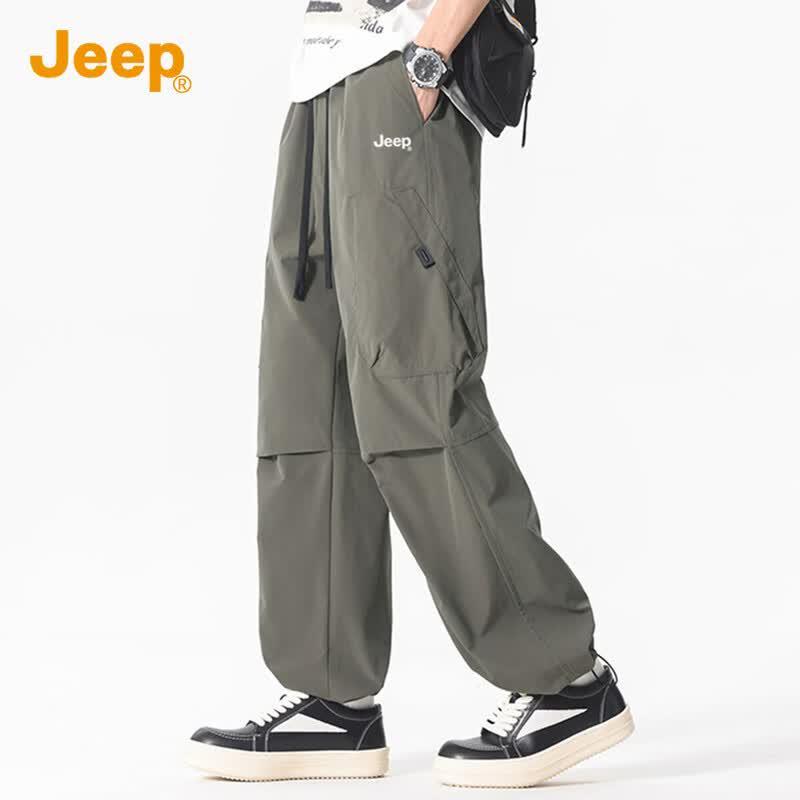 Jeep Мужские летние тонкие свободные брюки-карго из ледяного шелка