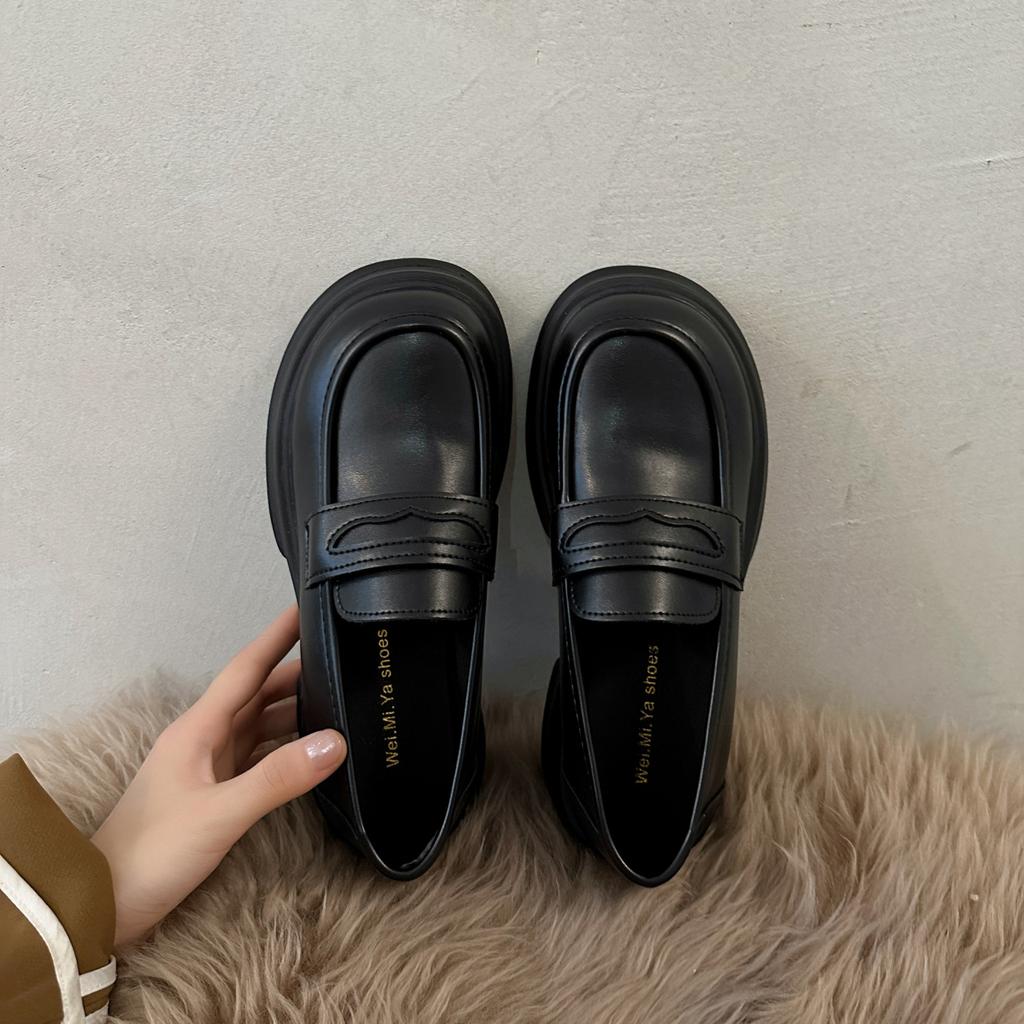 Кожаные туфли на платформе, женские маленькие кожаные туфли в студенческом стиле, универсальные туфли-лоферы в британском стиле, туфли Мэри Джейн