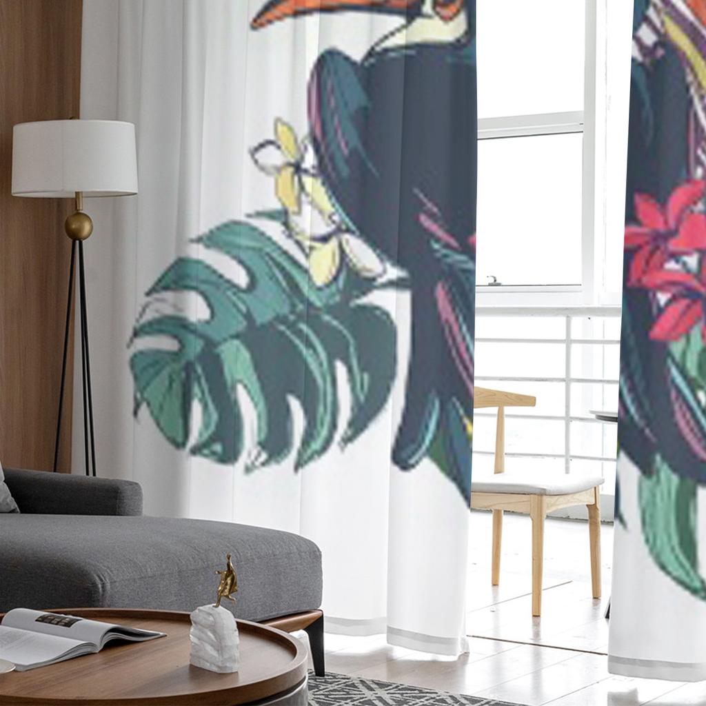 Тропический Цветочный Пляж Пальмовые Листья Тропические Цветы Тукан Прозрачные Шторы Гостиная Тюль Окна Занавески Спальня Кухонные Шторы