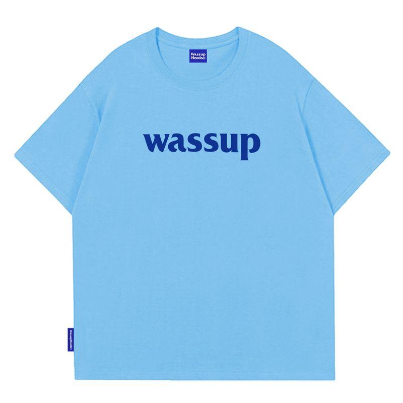 Wassup Heods Simple T-Shirt with Built-In Trendy Solid Color Pure Cotton Casual Top for Men and Women Official Store