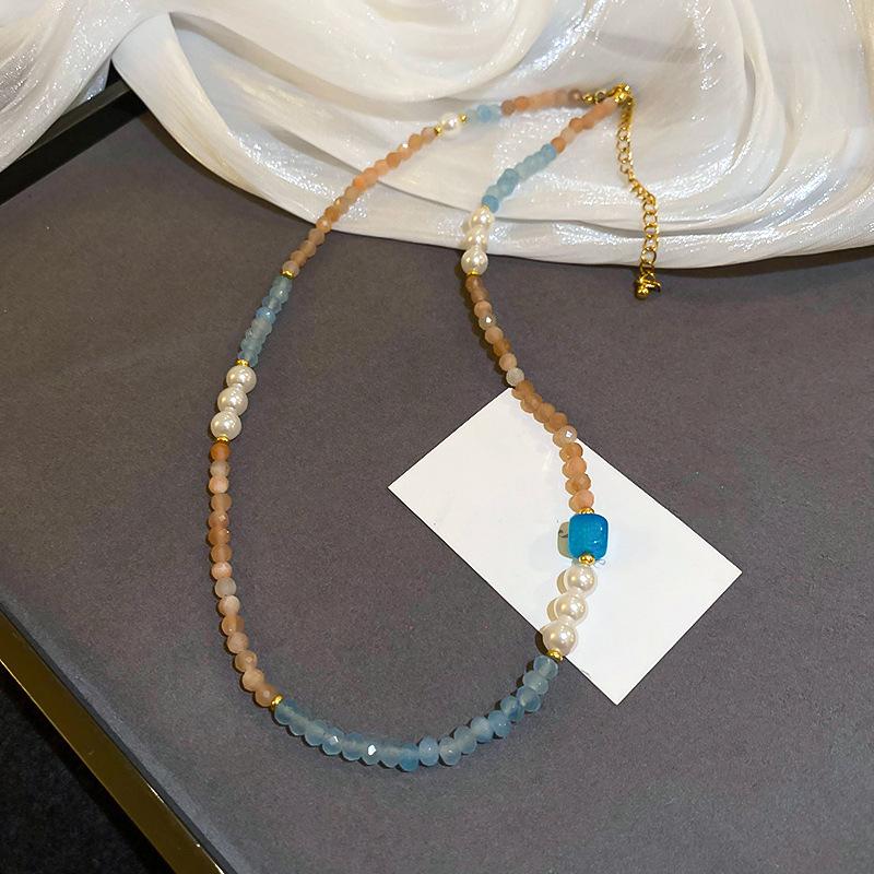 Korean temperament love butterfly pearl fringed necklace fashion collarbone chain versatile item decoration