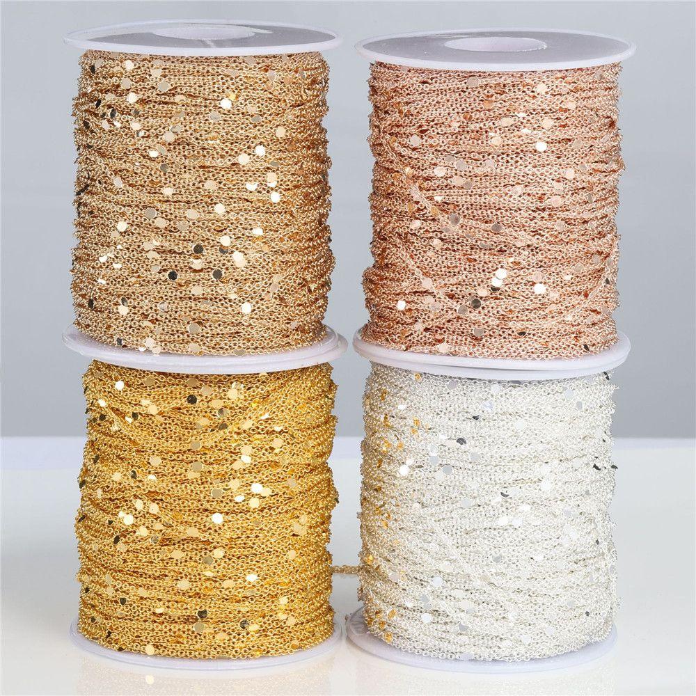 Gold Silver Copper Cable Necklace Components Craft DIY 2M Sequins Chain Findings Jewelry Making