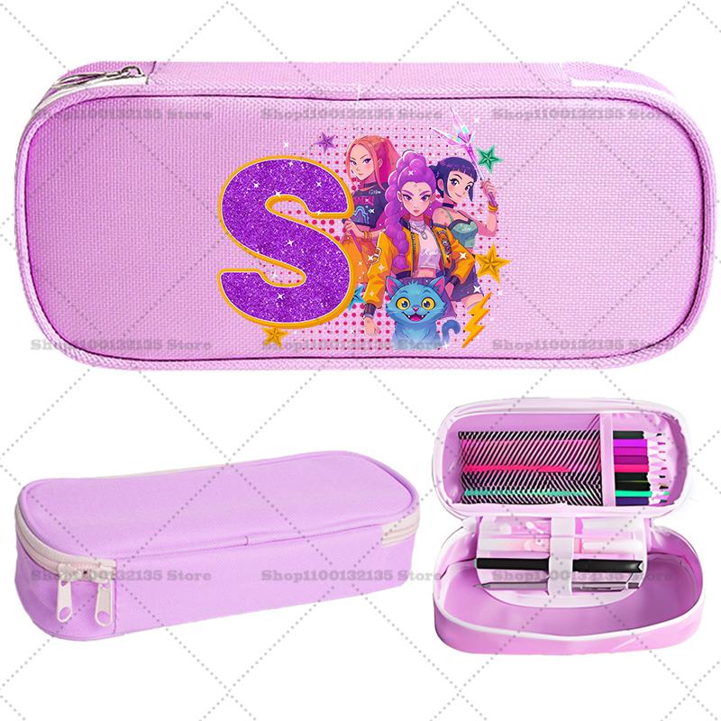 Kpop Demon Hunter Children Pencil Box Cartoon letter Student School Supplies Stationery Kids Penbag Pencilcase Kawaii Boys Gift