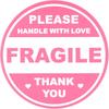 2 inch 300 PCS Fragile Sticker Pink Round Fragile Labels Cute FragileSticker Handle with Care Thank You Label for Shipping Moving Glass Permanent