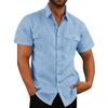 Summer Cotton Linen Casual Shirts Men Short Sleeve Solid Color Turn Down Collar Shirt Mens Breathable Beach Style Blouse 5XL