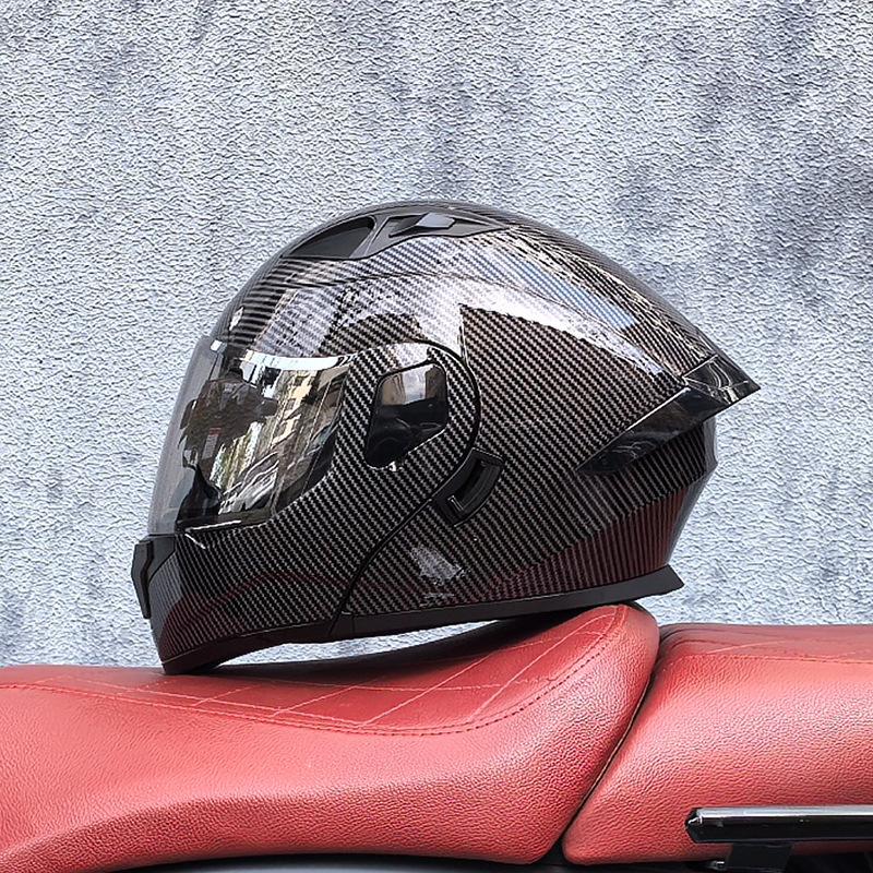 Small Shell Helmet Peel-off Helmet Motorcycle Helmet Locomotive Double Lens Men's and Women's Four-season Motorcycle Cruise Helmet Large