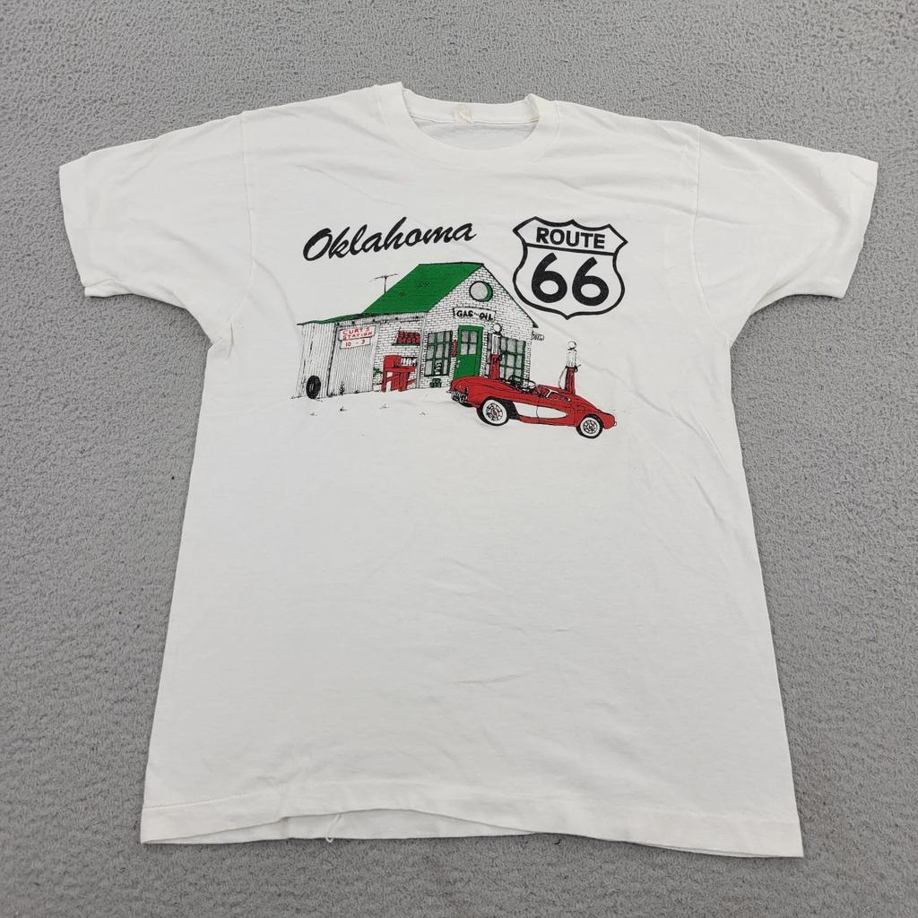 Oklahoma Route 66 Shirt Mens Small White Short Sleeve