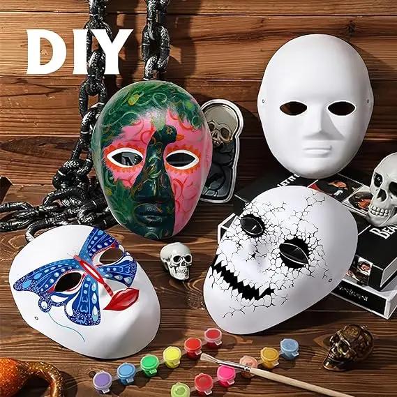1/10 шт. Маски из папье-маше Белые DIY Маски на все лицо Бумажные маски для рисования для Хэллоуина