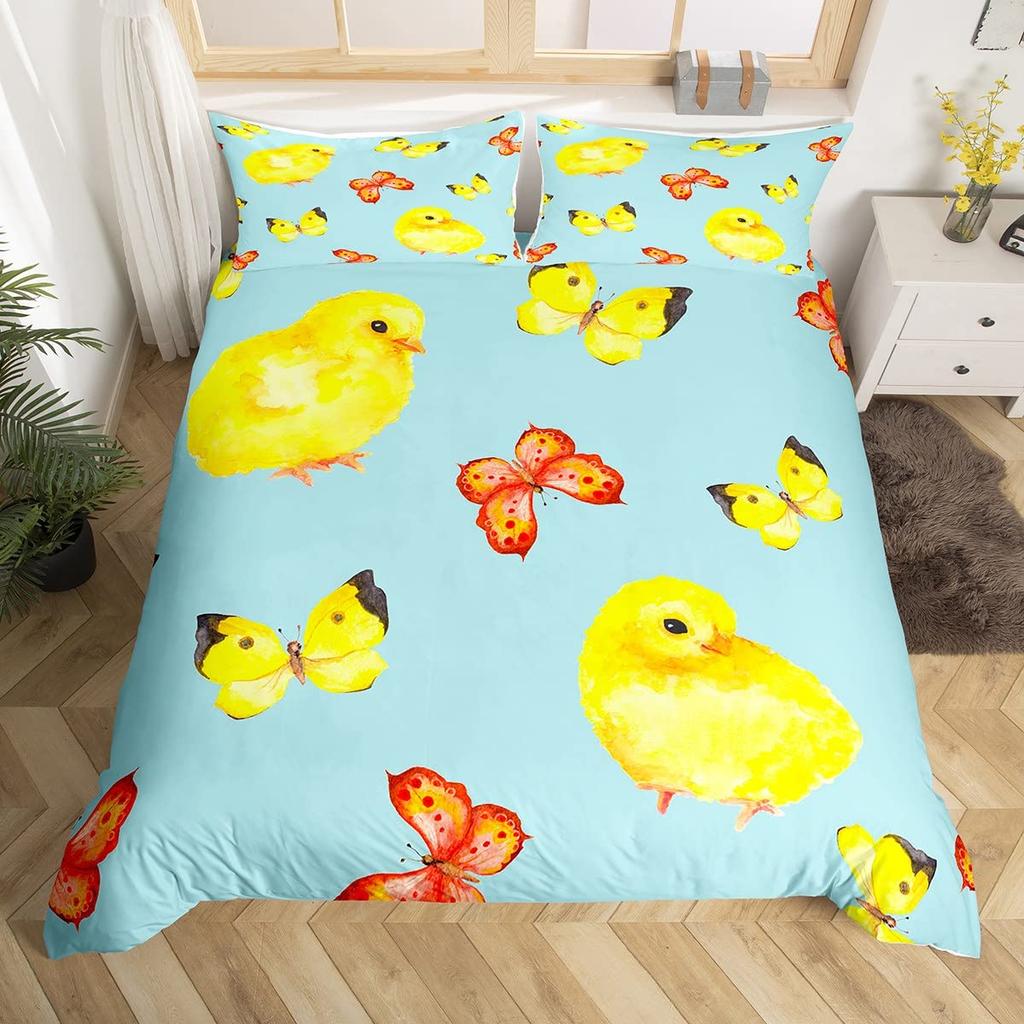 Cute Duck King Queen Duvet Cover Cartoon White Goose Bedding Set Funny Farmhouse Animal Comforter Cover Polyester Quilt Cover
