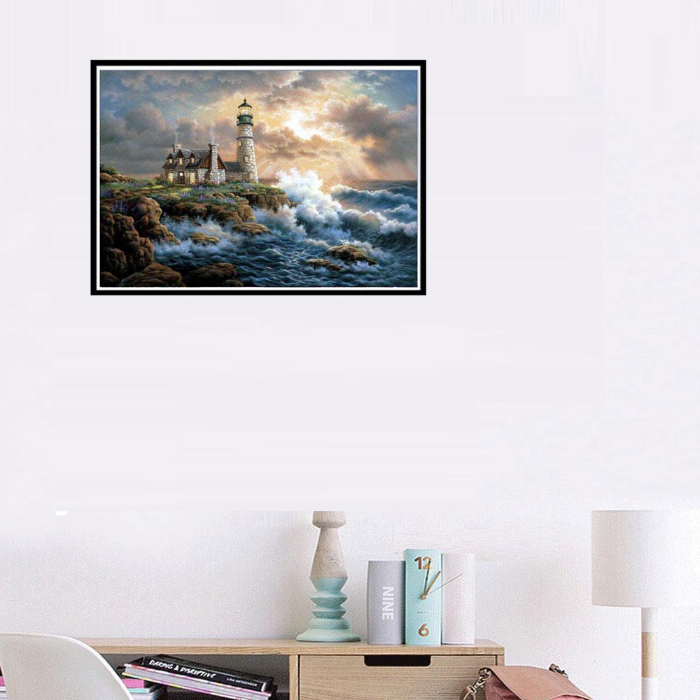 Diy Diamond Painting 5D Brand New Landscape Lighthouse Diamond Mosaic Forest House Cross Stitch Kit Home Decoration Handmade Gif