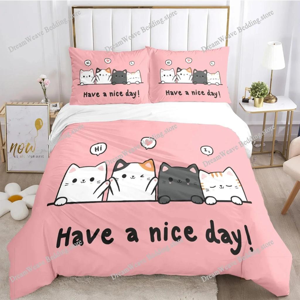 Fashion Duvet Cover Cartoon Bedding Set Cat Dog Animal Soft Quilt Cover and Pillowcases for Teens Boys SingleTwinQueenKing963