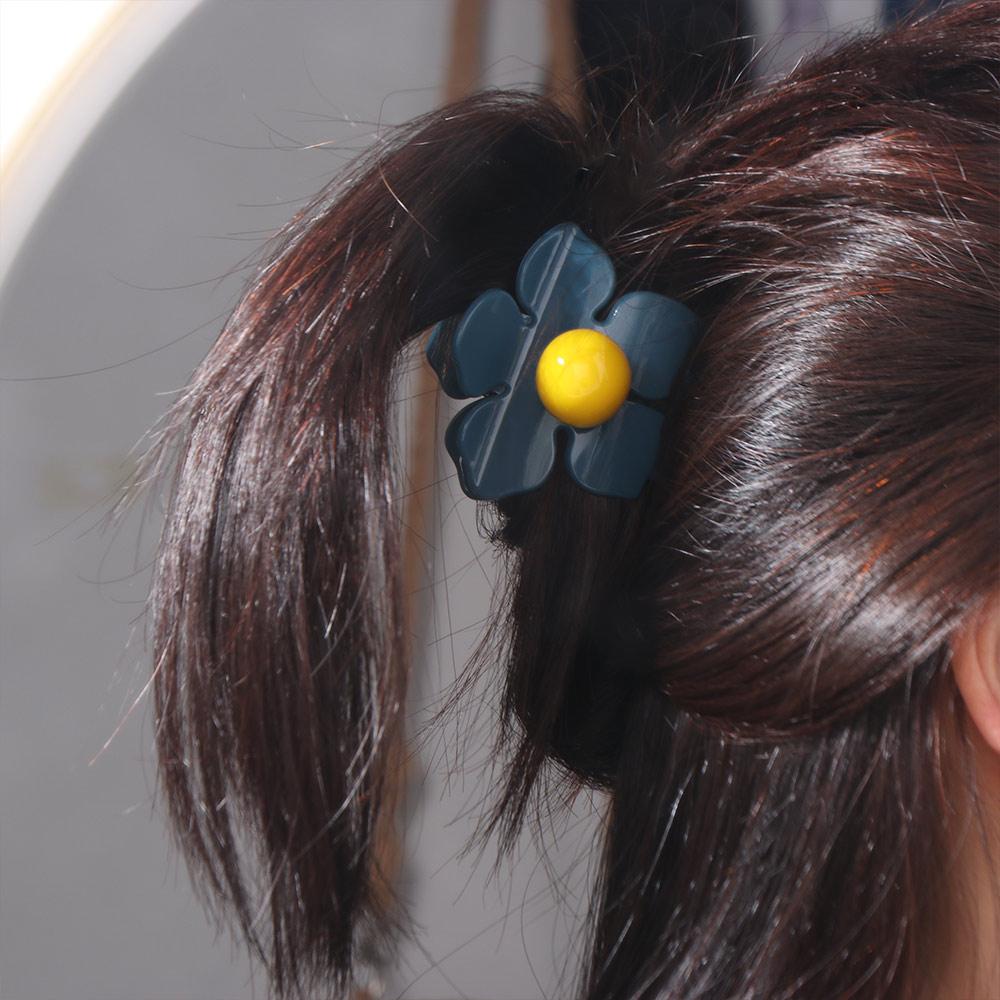 Geometry Flower Hair Claw Hairpin Plastic Shark Clip Sweet Hair Crab Clip  Female