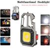 Mini Portable LED Keychain Flashlight Built-in 500mAh Battery Type-C Charging Outdoor Camping Emergency Safety Hammer Work Lamp