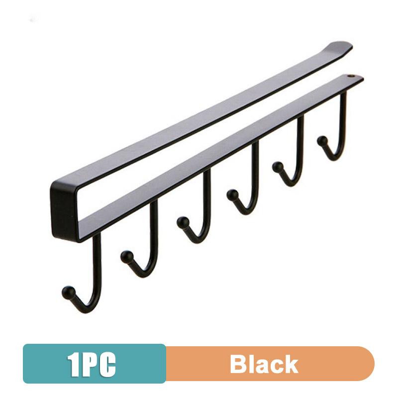 6 крючков, держатель для кружки, кофейная чашка, черно-белые крючки, полка, многофункциональный кухонный шкаф, органайзер для мелочей, вешалка для хранения