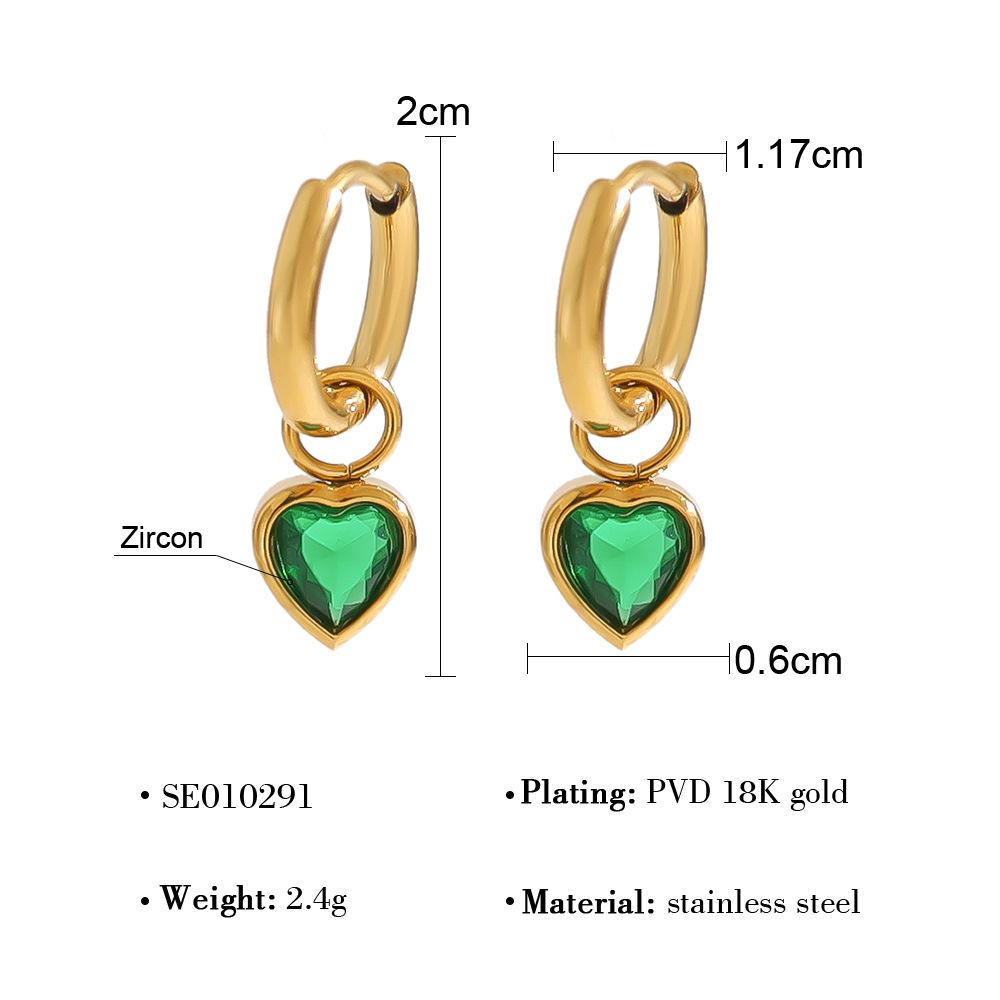 Trendy Dainty Retro Stainless Steel Love Diamond Pendant Hoop Earrings Women's Party Jewelry