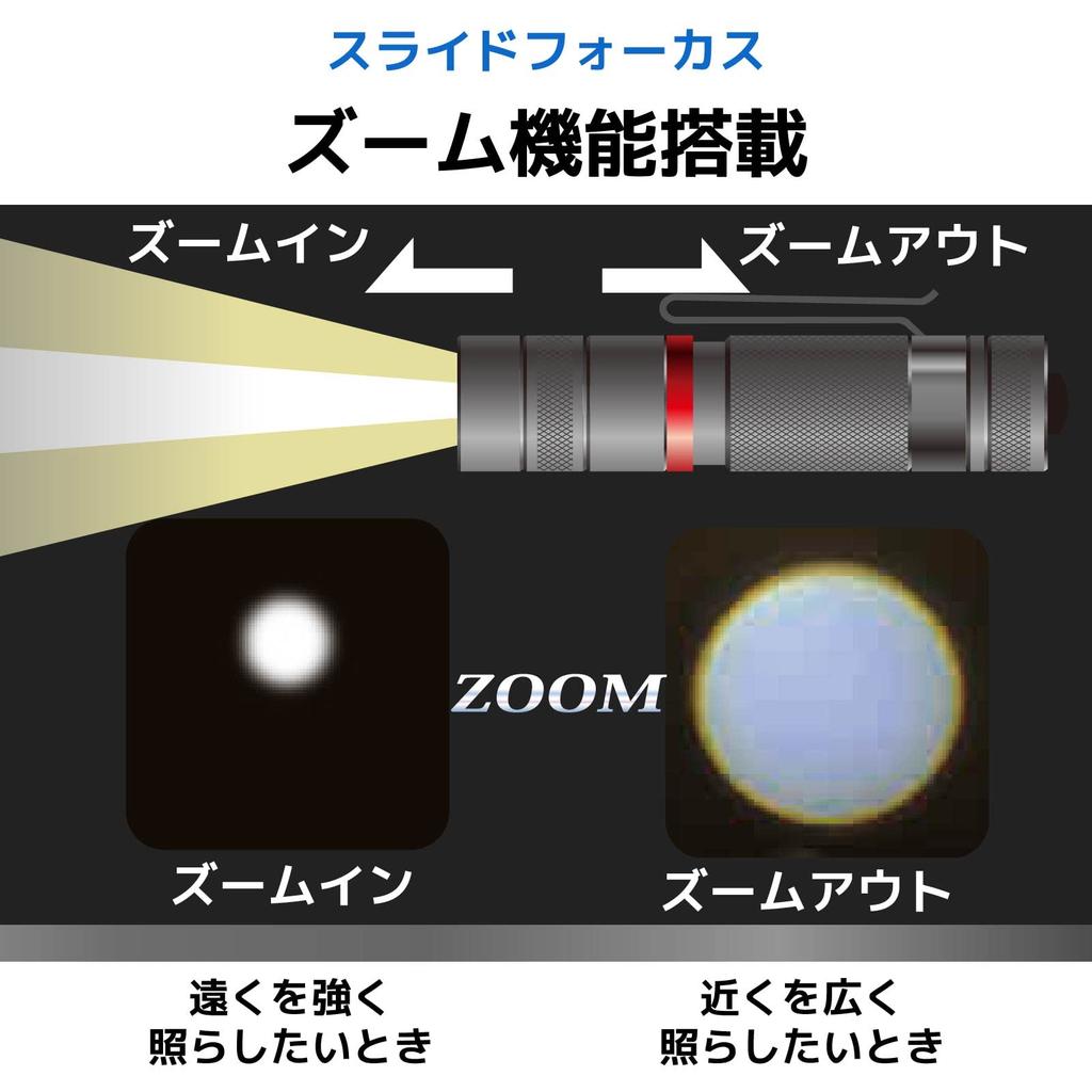 OHM Electric Waterproof LED Zoom Flashlight CT3 LHA-CT3Z-K2 08-1008