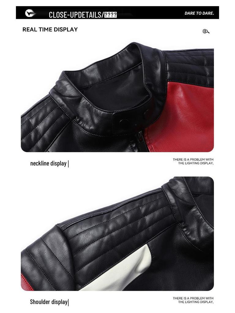 Men's PU Leather Motorcycle Racing Jacket for Spring & Autumn