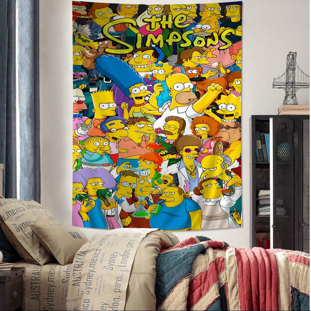 Cartoon TThe Cool SSimpsons Printed Large Wall Tapestry Hanging Tarot Hippie Wall Rugs Dorm Art Home Decor