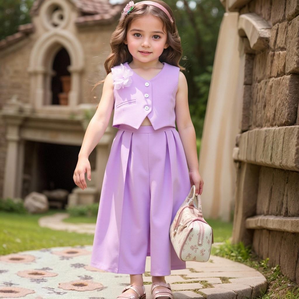 Летний детский комплект безрукавки и брюк для девочек