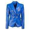 2025 Spring Women's Slim Fit V-Neck Leather Blazer Jacket