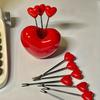 10pcs Stainless Steel Heart-shaped Fruit Forks Are Perfect for Supplying Fresh Fruits and Snacks, Party Utensils