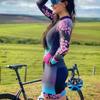 Womens Long Sleeve Triathlon Bodysuit Cycling Jersey Breathable Moisture Wicking Sportswear