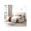 Lit Double - MUVOE - 140 X 200 Cm - Beige - Rembourré Avec Tiroirs - Structure En Métal
