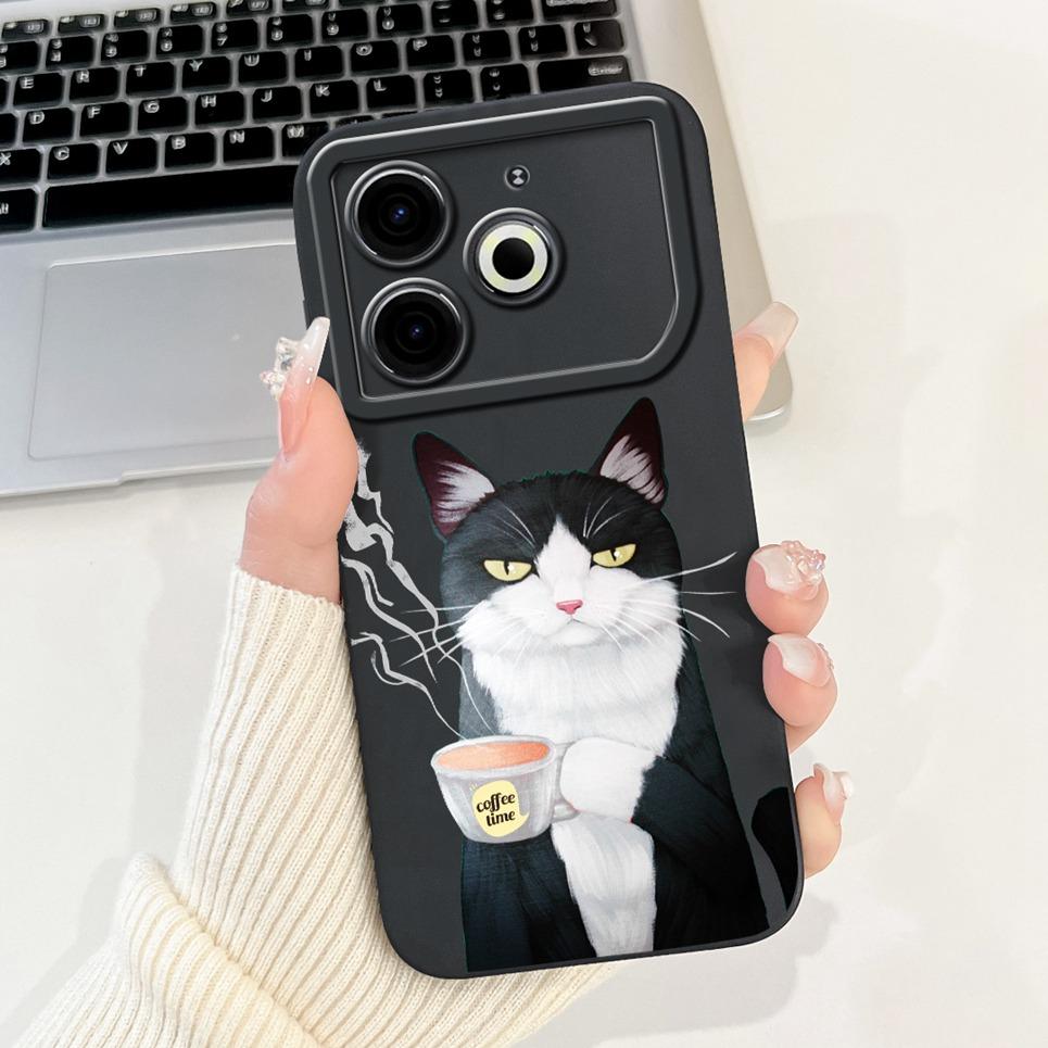 Cartoon Fashion Back Cover For Tecno Pova 6 Neo Pova6 Neo Phone Case Silicone Soft TPU Dragon Astronaut Black Cat Funda Bumper