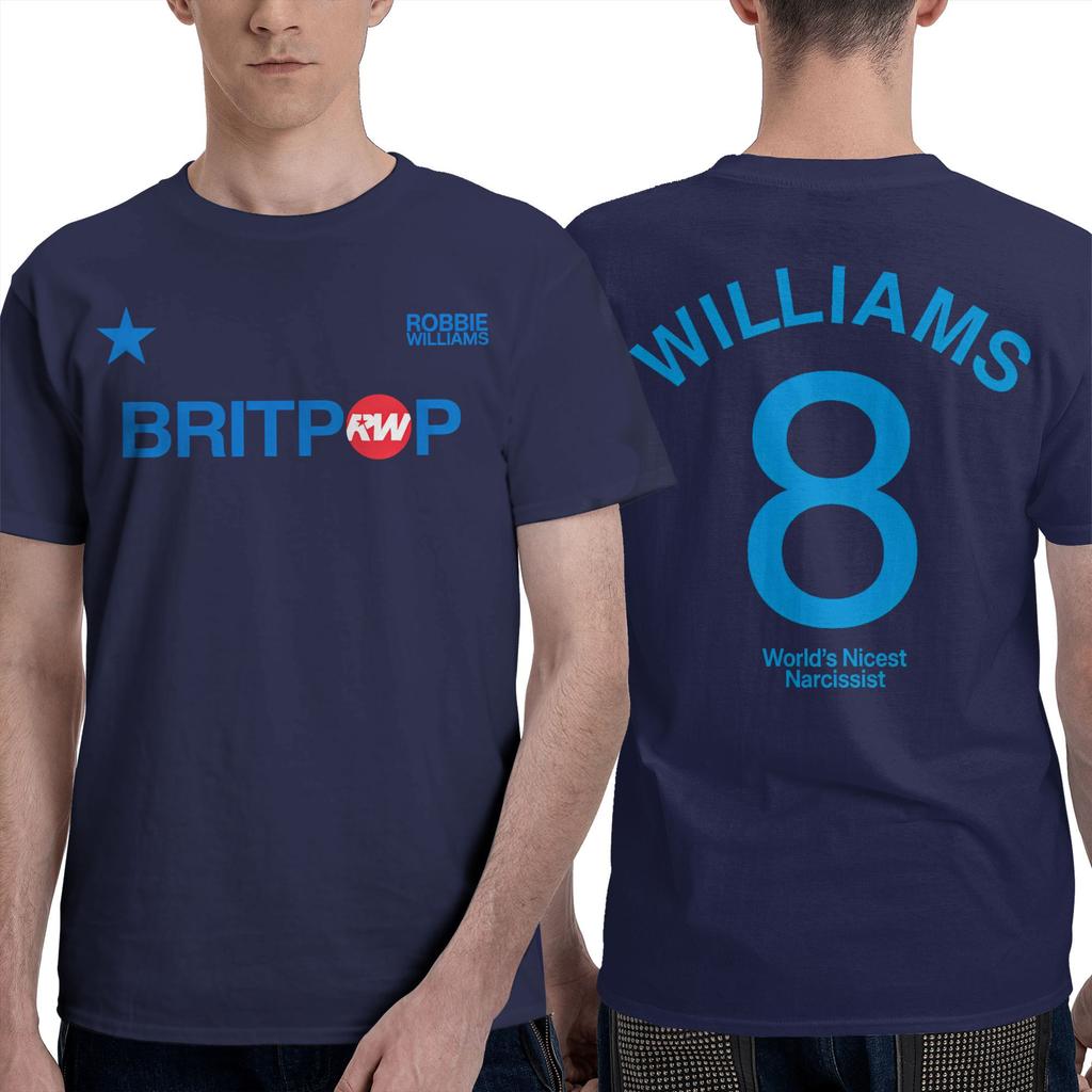 Смешные футболки Robbie Williams Britpop Tour 2025 для мужчин С круглым вырезом 100% хлопок Футболка с коротким рукавом Одежда больших размеров