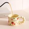Ceramic Coffee Cup Japanese Style Water Mug Cute Fruit Pattern Milk Tea Cup with Anti-slip Handle Coffee Cup Girl Birthday Gift