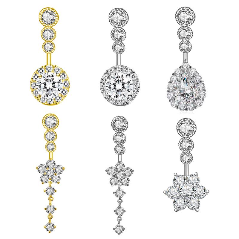 Кольца для пупка из циркония для женщин и девочек, сексуальное кольцо в виде цветка для пупка, пирсинг, ювелирные изделия, аксессуары, подарки